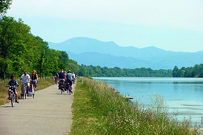 Radfahren am Rhein